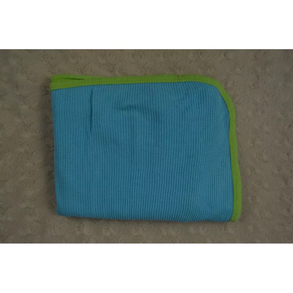 Gerber Blue Green Edge Thermal Baby Blanket Waffle Weave Security Lovey